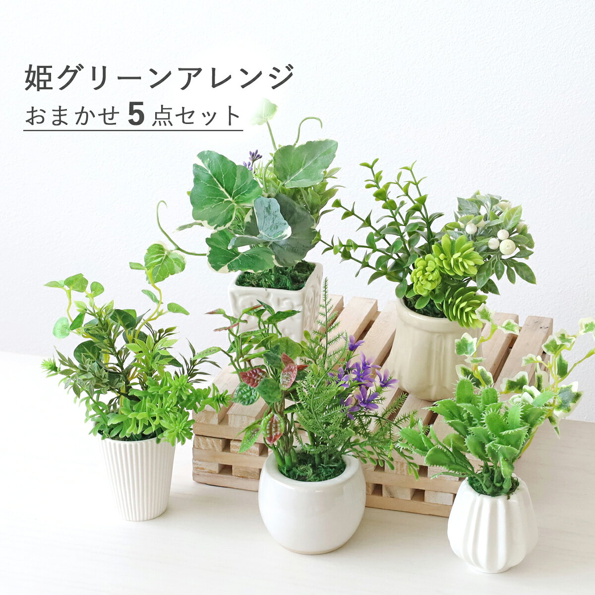 造花 インテリア 姫グリーンアレンジ5個おまかせセット 観葉植物 フェイクグリーン インテリアグリーン シルクフラワー CT触媒 光触媒 mgr