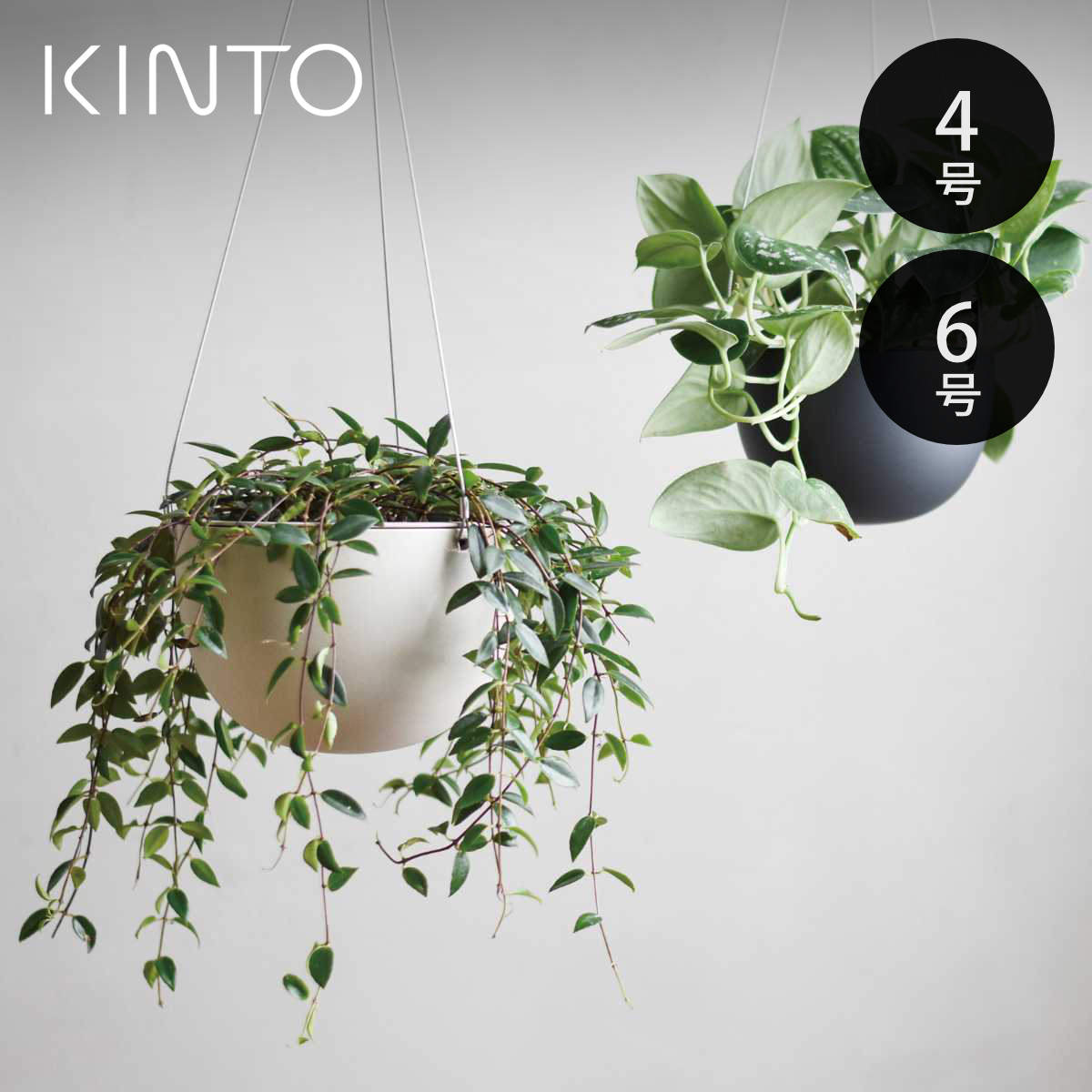 キントー 植木鉢 プラントポット 14cm 17.4cm 4号 6号 （ KINTO ハンギングプランター 吊り鉢 プラントハンガー 壁掛け 吊るす 吊り下げ おしゃれ 観葉植物 屋内 室内 店舗 ディスプレイ お店 多肉植物 底穴 鉢カバー ）
