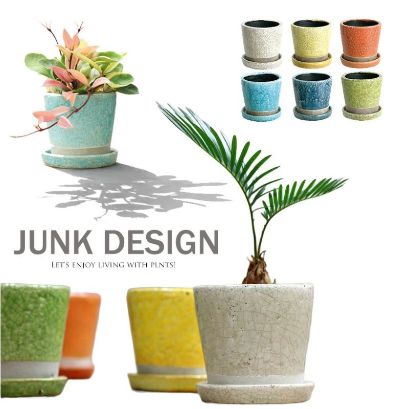 【植木鉢 おしゃれ】JUNK風おしゃれツートンカラーの陶器鉢おしゃれな植木鉢 陶器 植木鉢 おしゃれ 植物 観葉植物 観葉植物の鉢 室内 2号 3号 2.5号 4号 ミニ カラー アイボリー イエロー オレンジ ブルー ターコイズ