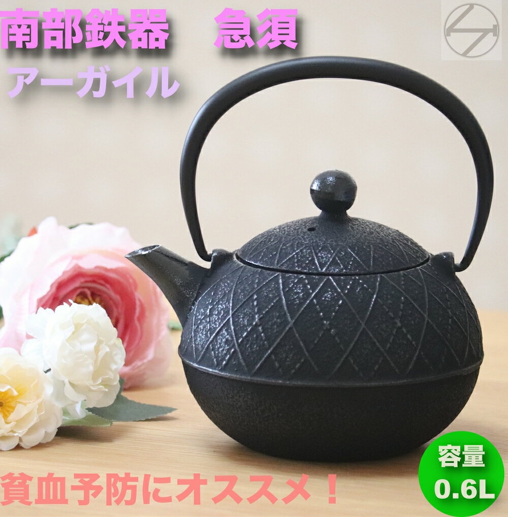 南部鉄器 鉄瓶 南部鉄瓶 アーガイル 0.6L やかん ヤカン 日本製 急須 直火 金気止め 大容量 南部鉄 鉄分補給 おしゃれ 急須 コーヒー 茶瓶 オシャレ 鉄器 お土産 贈り物 プレゼント ギフト 割れない 鉄分補給 かっこいい 大きい ケトル 白湯 直火ok 国産 かわいい 及春