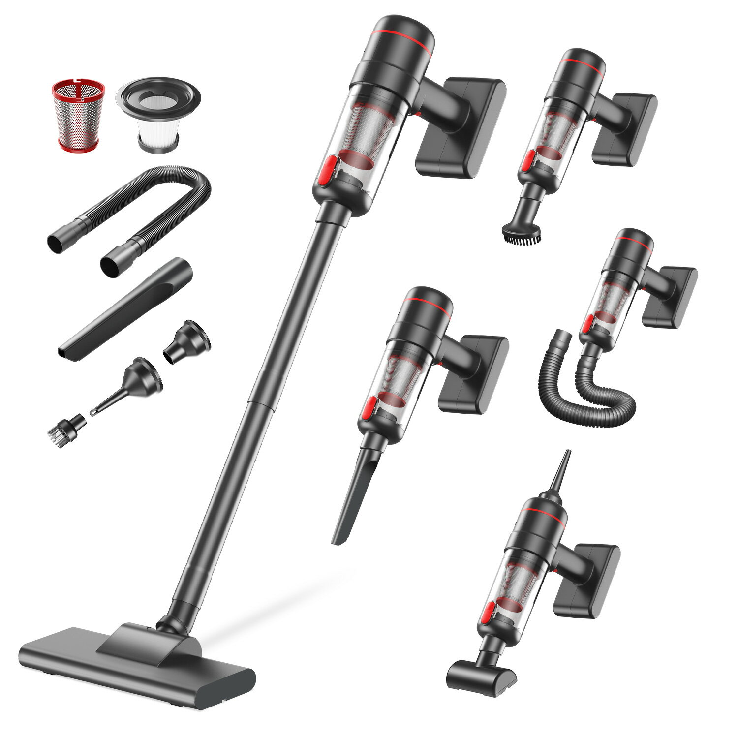 【COUPON+P20倍→実質5,320円】 掃除機 コードレス 軽い 28000pa 超強力吸引 1台2WAY LEDライト付き 9000mAh大容量 35min連続稼働 スティッククリーナー ハンディクリーナー コードレス掃除機 Type-C充電式 8種類ノズル そうじき 車用そうじき