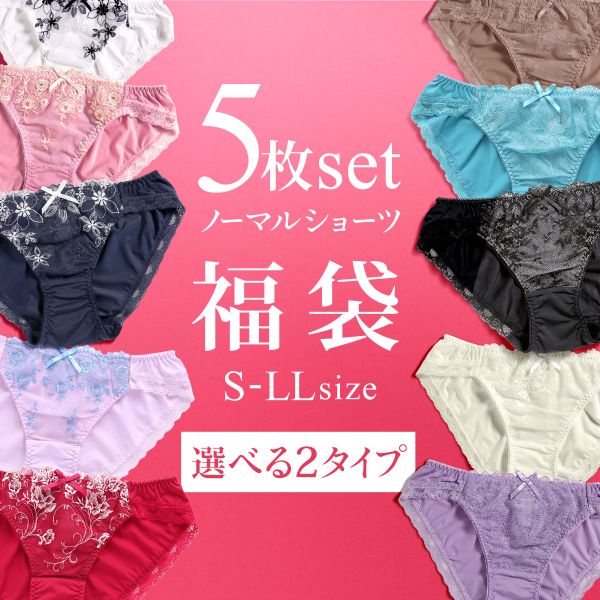 ショーツ 5枚セット 選べる2タイプ 福袋 中身が見える おまかせ 刺繍レース シンプル レディース スタンダード ノーマル 5枚組 まとめ買い プチプラ 安い おしゃれ かわいい おしゃれ 2way メール便(15) 送料無料 全2色 S-LL