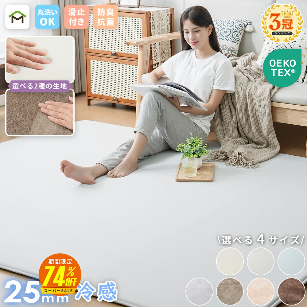 【SS半額!毎日先着5名さらに50%OFF】【最安値に挑戦中】ラグ 接触冷感 夏用 洗える ラグマット ひんやりラグ 高反発 厚手 25mm 2畳 3畳 フランネル 防音 滑り止め付 床暖房 ホットカーペット対応 こたつ 対応 正方形 長方形 カーペット 絨毯 北欧 オールシーズン 送料無料