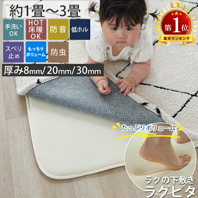 【全品最大P5倍★10日限定】 楽天1位【下敷き専用】ラグ 下敷き ラグマット 滑り止め カーペット アンダーラグ 滑り止めラグ 極厚 ふかふか 防ダニ き ふわふわ ウレタン オールシーズン 夏用 夏ラグ マット ラグピタ1畳 2畳 3畳 厚さ8mm