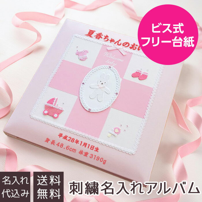 【最大1000円OFFクーポン配布中】【刺繍名入れ代込み】アルバム ベビー ナカバヤシ 誕生用 フエルアルバム ウェルカムベビー アH-LB-501-P ピンク 赤ちゃん 子供 出産祝い マタニティ 写真 フォトアルバム 手作り #101# #105#