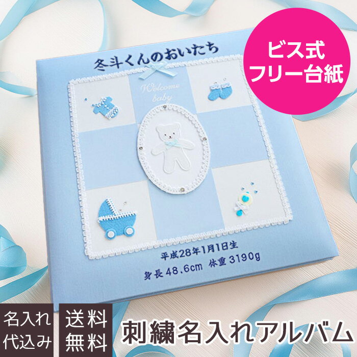 【最大1000円OFFクーポン配布中】【刺繍名入れ代込み】アルバム ベビー ナカバヤシ 誕生用 フエルアルバム ウェルカムベビー アH-LB-501-B ブルー【フォトアルバム 手作り 赤ちゃん 子供 アルバム 名入れ 出産祝い マタニティ 写真】#101# #105#