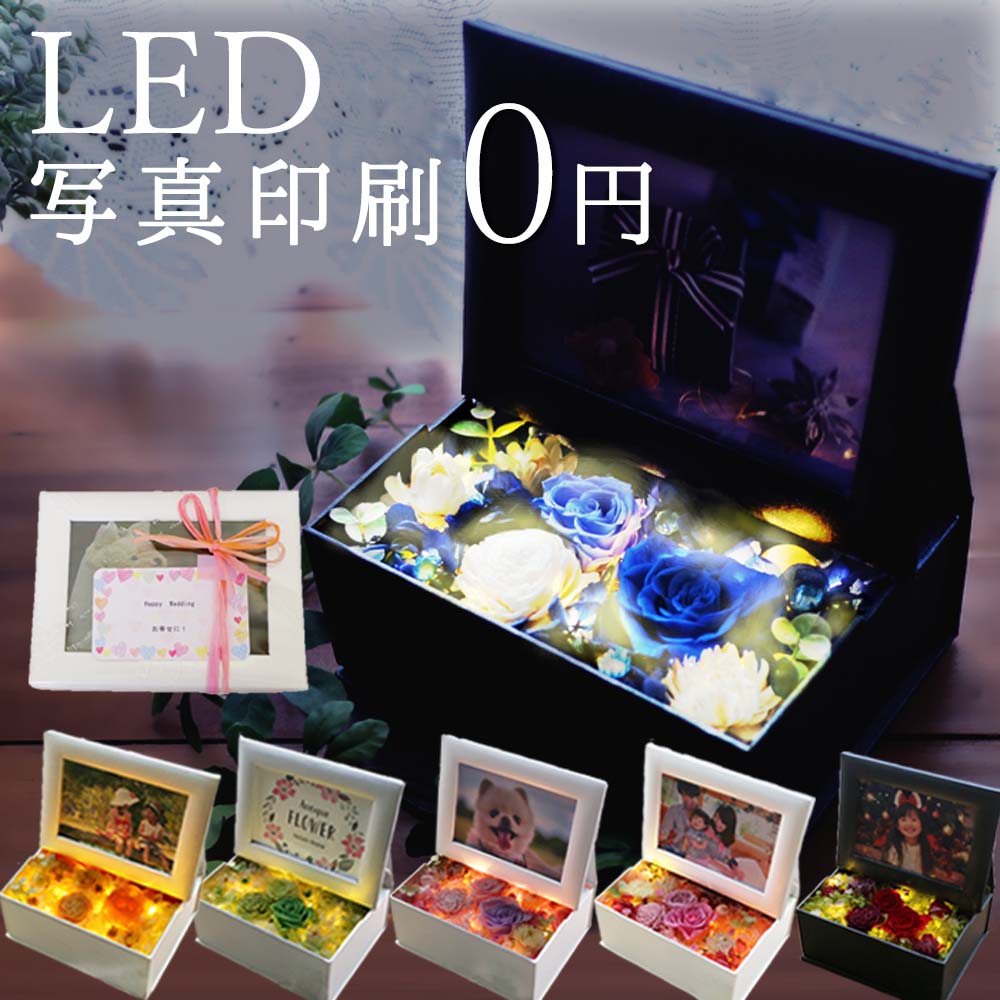 【ポイント5倍】 写真立て プリザーブドフラワー 敬老の日 ギフト フォトフレーム 花 プレゼント 孫 孫から 孫の写真 誕生日 退職祝い 送別 定年 送別会 ブリザードフラワ- 写真 結婚祝い 結婚式 還暦祝い 写真入り 電報 祝電 フォトボックス 結婚記念日 LED光る