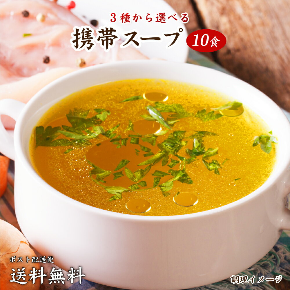 お試し 携帯スープ 10包 選べる3種 オニオン 中華 わかめ 送料無料 常温保存 ポイント消化 ワンコイン 即席スープ 個包装 お弁当のお供 インスタントスープ 非常食 防災食 アウトドア 時短 惣菜 どんまい