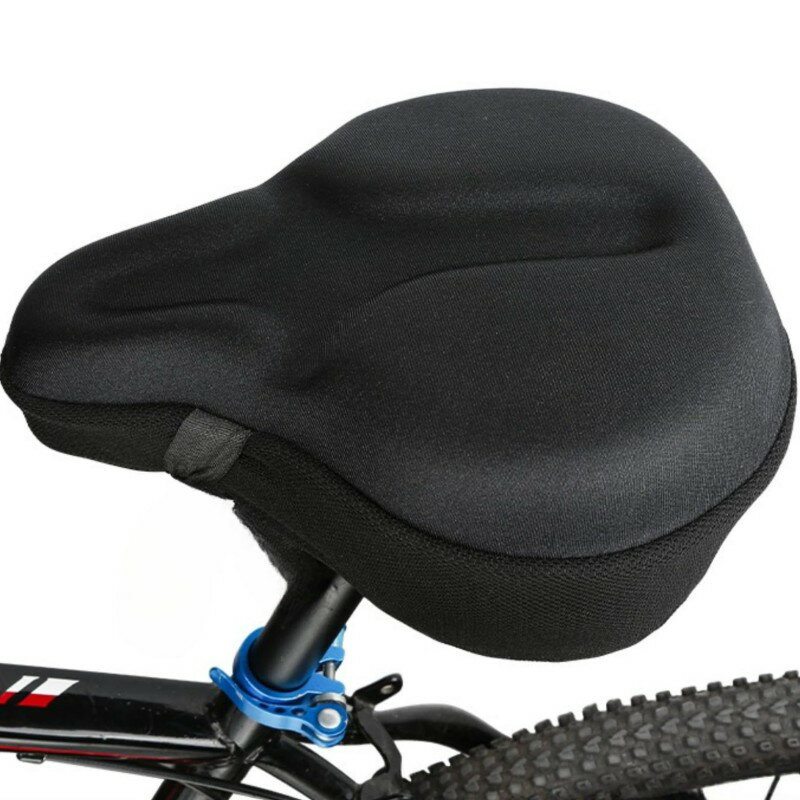 【ポイント3倍】自転車 サドルカバークッション 痛くない (45mm超肉厚タイプ) 上質素材 クッション 疲れにくい 座り心地良い 衝撃吸収 エアロバイク クロスバイク ママチャリ フィットネスバイク スピンバイク 細身のサドル非対応 ブラック
