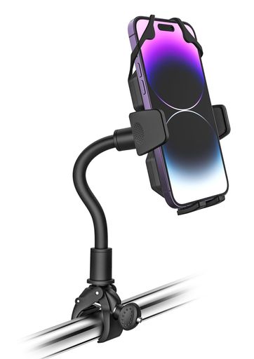 woleyi フィットネスバイク スマホ ホルダー【強力クランプ&amp;シリコンバンド】グースネック エアロバイク 携帯ホルダー ワンタッチ着脱