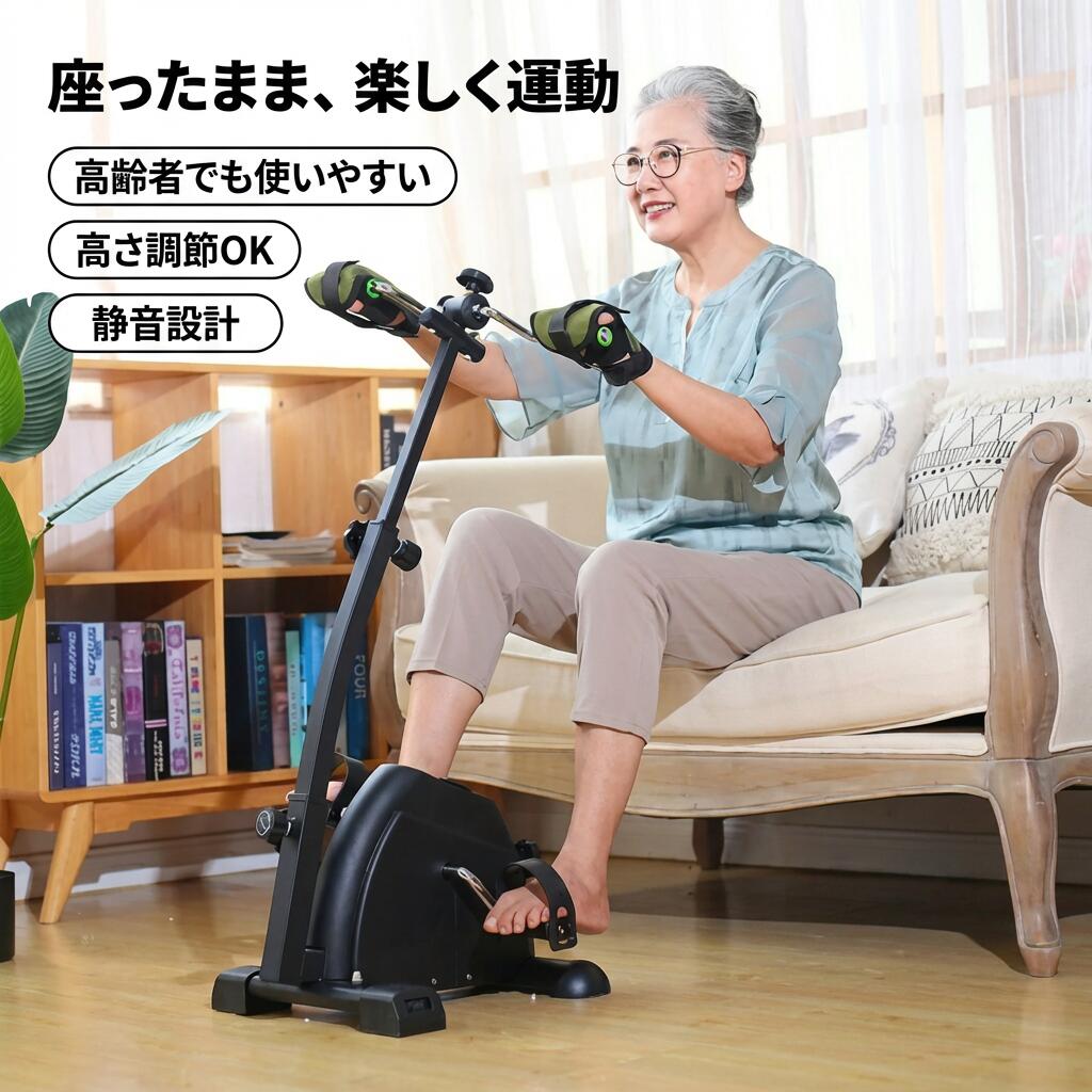 【家庭で使える】高齢者向け エアロバイク ペダルエクササイザー 調整可能 ハンドアームレッグ＆ニー フィットネス リハビリ機器 母の日 プレゼント ポイント消化 ギフト 人気 おすすめ 新生活 父の日 誕生日
