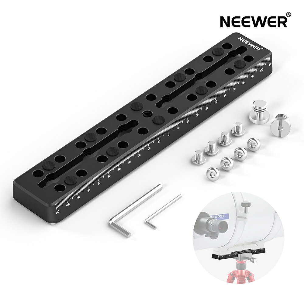 【★楽天1位獲得！】NEEWER 望遠レンズホルダー レールバー ロングレンズ サポート Vixen スタイルダブテールプレート M6 1/4″、3/8″カメラネジ付き 金属製取り付けプレートサドル 望遠鏡マウントアダプター OTA 赤道三脚 スカイ天体写真用