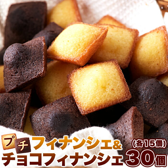 プチフィナンシェ ＆ プチチョコフィナンシェ 30個 （2種×15個） 個包装 洋菓子 おやつ お徳用 スイーツ ギフト お徳用 スイーツギフト 詰め合わせ 1000円 ポッキリ ポイント消化 送料無料 プチギフト ハロウィン 訳あり 焼き菓子 スイーツ プレーン チョコ プチケーキ