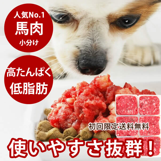 【P2倍＆割引クーポン配布中】【初回限定送料無料】　犬 馬肉 生肉小分けトレー1kg ドッグフード 低カロリーな犬用馬肉　犬　手作りごはん 高齢犬 シニア 犬用 馬肉 ふりかけ ドライフードにトッピング 人気 食いつき