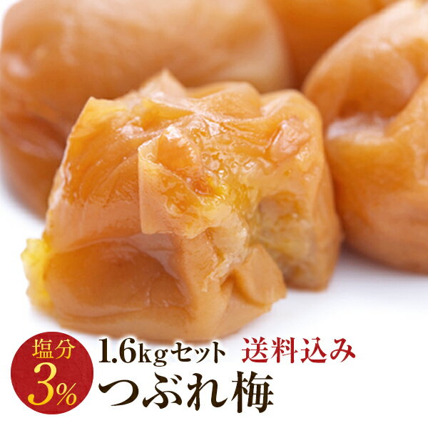 梅干し 訳あり 減塩つぶれ梅セット 塩分3％ 1.6kg(400g×4) 南高梅 減塩 はちみつ しそ 一冨士 紀州南高梅 国産 和歌山県産 梅干 うめぼし 低塩分 規格外