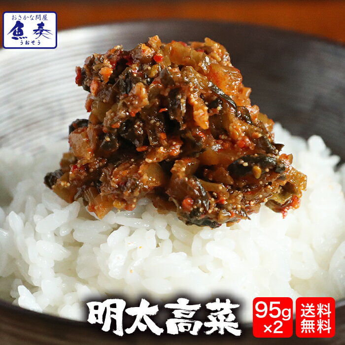 魚屋こだわりの明太高菜 博多明太子使用！至高のご飯のお供！たっぷり95g×2パック バーベキュー 海鮮 BBQ セット ごはん メール便 ギフト 2026