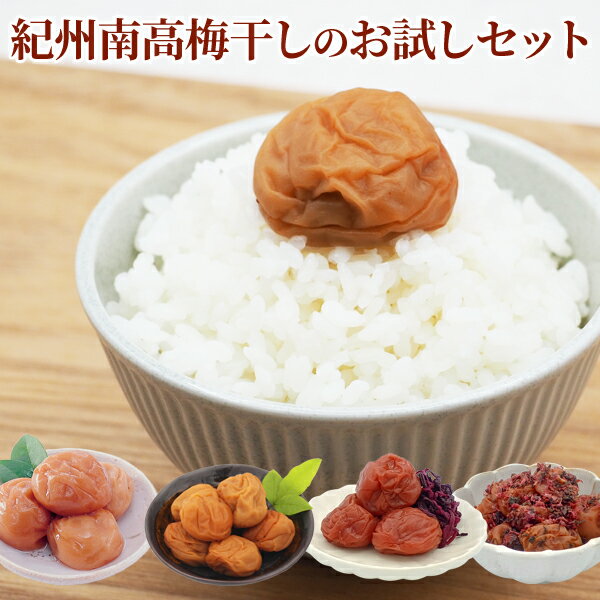 【送料無料】【ポスト投函】紀州南高梅干しのお試しセット 50g×4種類(まろの梅・塩分4%はちみつ梅・塩分8%しそ漬梅・旨味かつお梅) おためし　ご飯のお供　しそ梅　うめぼし　漬物　和歌山県産　紀州産　南高梅　国産はちみつ JAわかやま JA紀南