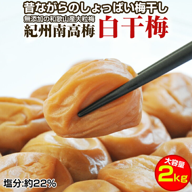 【ふるさと納税】昔ながらのしょっぱい梅干し(白干し梅)2kg 大粒3L以上［無添加］【ご家庭用】食品添加物 不使用 紀州南高梅 和歌山県産