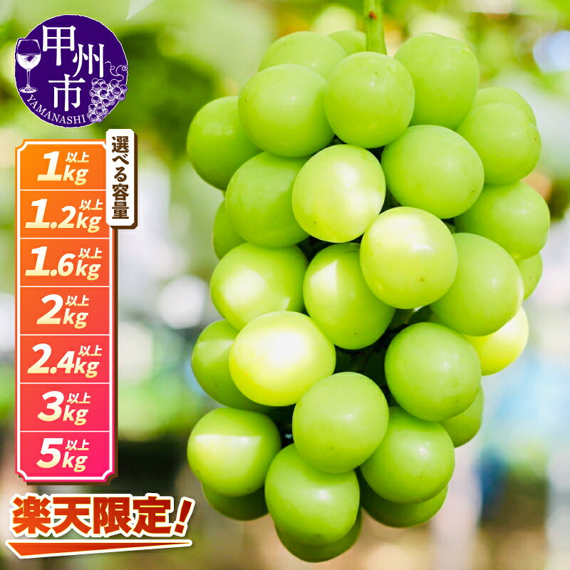 【ふるさと納税】 楽天限定 シャインマスカット 選べる容量 1kg 2kg 3kg 5kg 8月 9月 10月 2026年 発送 果物 ぶどう 数量限定 期間限定 フルーツ おすすめ 産地直送 山梨県 甲州市 社員マスカット ランキング まずはお試し 10000円 以下 （LMS）