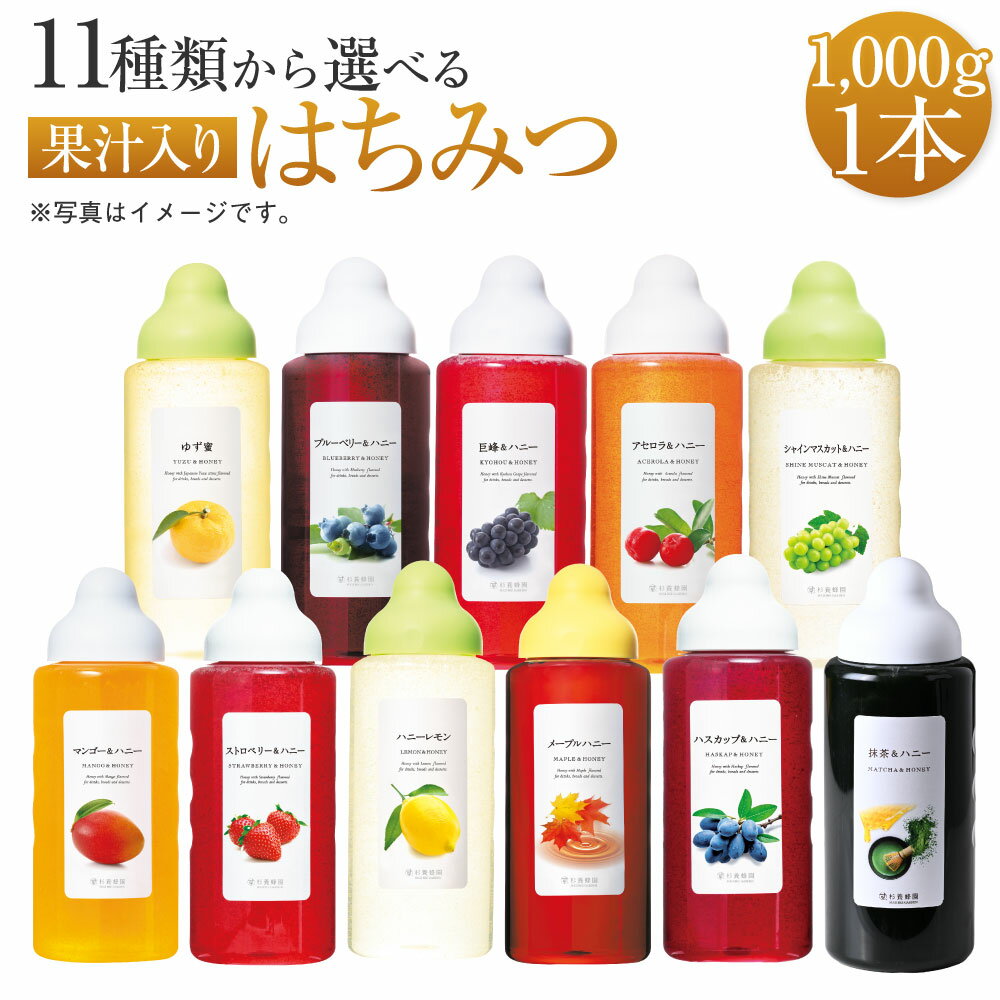 【ふるさと納税】 果汁入りはちみつ 1,000g×1本 合計1本 11000円 1万1千円 蜂蜜 選べるはちみつ 11種類 ゆず蜜 ブルーベリー 巨峰 アセロラ シャインマスカット マンゴー ストロベリー ハニーレモン メープルハニー ハスカップ 抹茶 杉養蜂園 熊本市 送料無料
