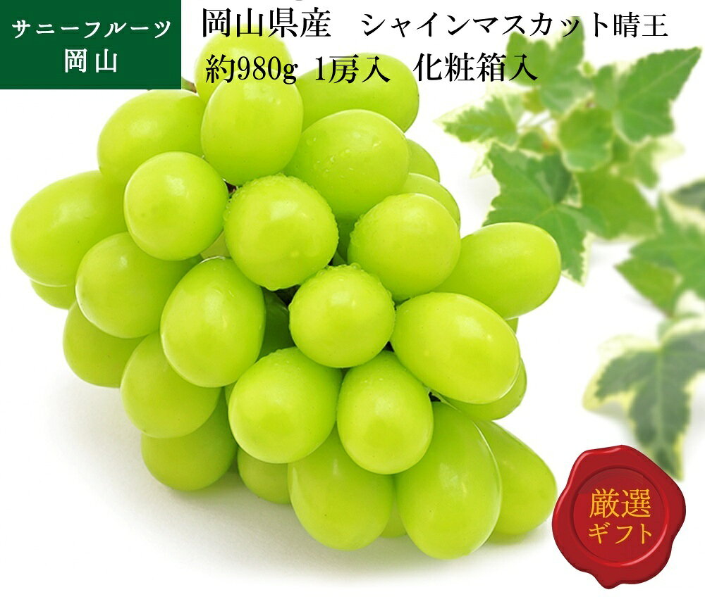 シャインマスカット晴王 約980g 1房入 大房 岡山県産 最高傑作 岡山ブランド 贈答用 ギフト フルーツ 果物 ぶどう ブドウ 送料無料 (北海道・沖縄・離島の方は別途送料1500円がかかります)