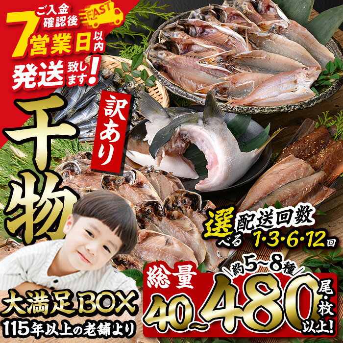【ふるさと納税】 ＼ 高評価 ★ レビュー満足度約94％／ 訳あり 干物 大満足BOX (総量40枚～480枚・約5～8種) 訳アリ スピード発送 規格外 鯖 さば 定期便 小分け おまかせ詰め合わせ 簡易包装 魚 国産【AQ68・AQ85・AQ90・AQ91】