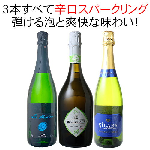 【送料無料】ワインセット 辛口 スパークリングワイン 3本 セット スペイン カヴァ イタリア 辛口 泡だけ プレゼント 父の日 ギフト 第41弾【Pup】