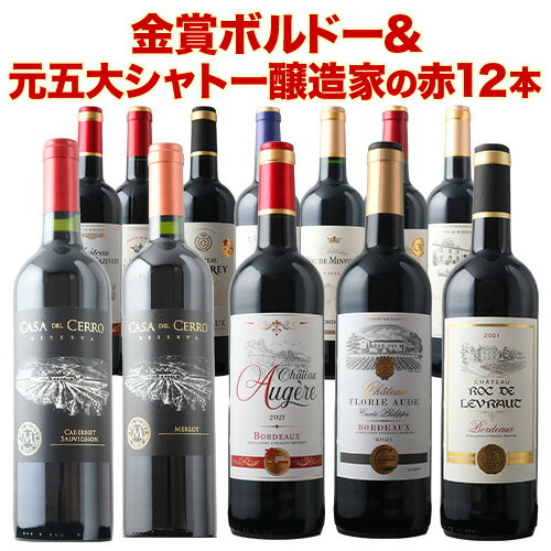ワインセット 赤ワイン 送料無料 17周年記念！金賞ボルドーと元五大シャトー醸造家の赤ワイン12本セット「1/30更新」【フランスワイン ボルドーワイン チリワイン フランス ボルドー チリ】【ワイン ギフト ソムリエ厳選】
