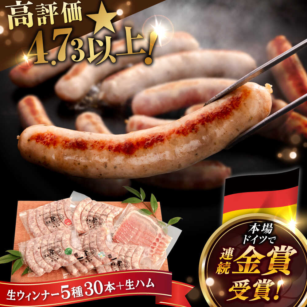 【ふるさと納税】生ウインナー 5種 30本 + 生ハム 詰め合わせ セット ( プレーン / にんにく / チーズ / こしょう / レモン) 糸島 / 糸島手造りハム [AAC004] 父の日 ギフト 贈答 15000円 1万5千円 冷凍