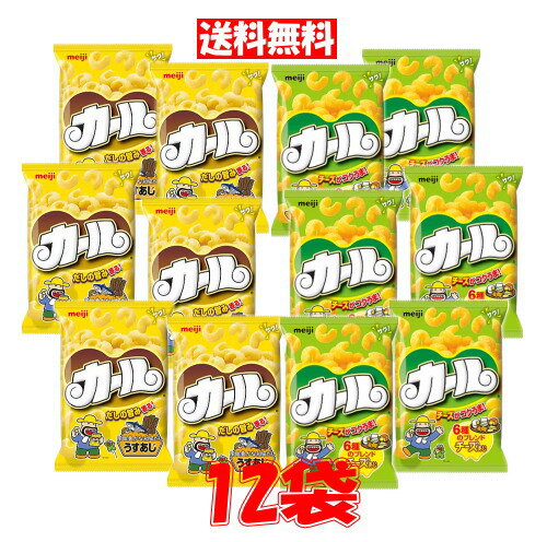 カール うすあじ6袋 と チーズ味6袋の合計12袋 明治製菓 うす味 チーズ アソート 2種類セット meiji 明治 スナック菓子 お菓子 おやつ 西日本限定 販売地域限定 帰省 お土産 ノンフライ 人気 プレゼント ケース売り 送料無料 ☆9【6310】