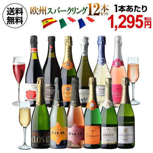 【1本あたり1,295円 】 欧州スパークリング12本セット 25弾 ワインセット 白泡 ロゼ泡 辛口 ロゼ カヴァ イタリア スペイン 送料無料 手土産 お祝い ギフト ワイン 浜運