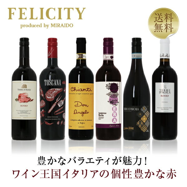 300円OFFクーポン対象 【6】ワイン王国「イタリア」の赤ワイン6本セット 第33弾 750ml×6飲み比べ ワイン セット 【送料無料】【包装不可】