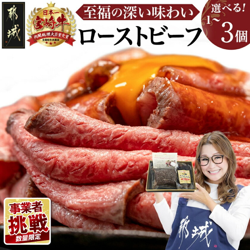 【ふるさと納税】【事業者挑戦！】【個数が選べる！】宮崎牛ローストビーフ – 謹製 肉の野上 特製ローストビーフタレ付き 牛肉 モモ肉 選べる個数 1個/2個/3個 丼 サンドイッチ ギフト 贈答用 送料無料 SKU-2602【宮崎県都城市は2年連続ふるさと納税日本一！】