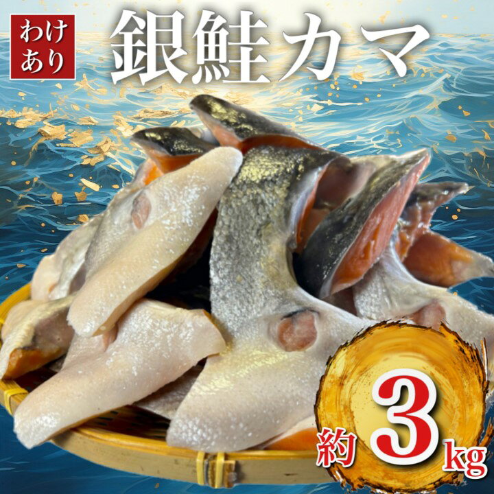 【ふるさと納税】【訳あり】人気海鮮お礼品 銀鮭カマ 約3kg_ 鮭 さけ サケ シャケ 銀鮭 カマ 養殖 訳あり 規格外 不揃い 切身 魚 お弁当 おかず 冷凍 人気 海鮮 サーモン おすすめ チリ産 魚介類 家庭用 3kg おつまみ 【配送不可地域：離島】【1389618】
