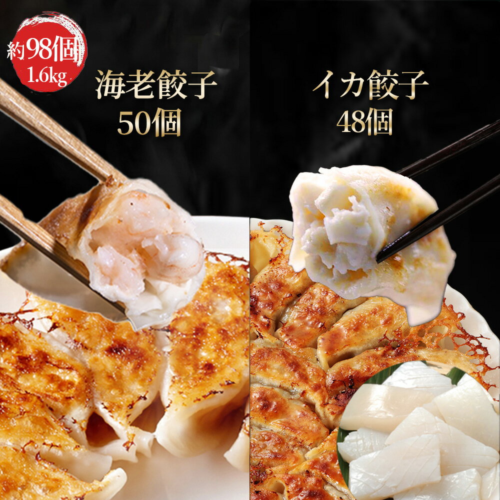 【ショップ・ザ・イヤー2024 受賞】新発売 60％以上がイカ（具）いか餃子48個 海老餃子50個 一龍堂 餃子 ぎょうざ ギョウザ ギョーザ 98個 いか餃子 イカ餃子 イカ いか 海老餃子 えび エビ 冷凍 生餃子 冷凍食品 冷凍餃子 送料無料 惣菜 中華惣菜