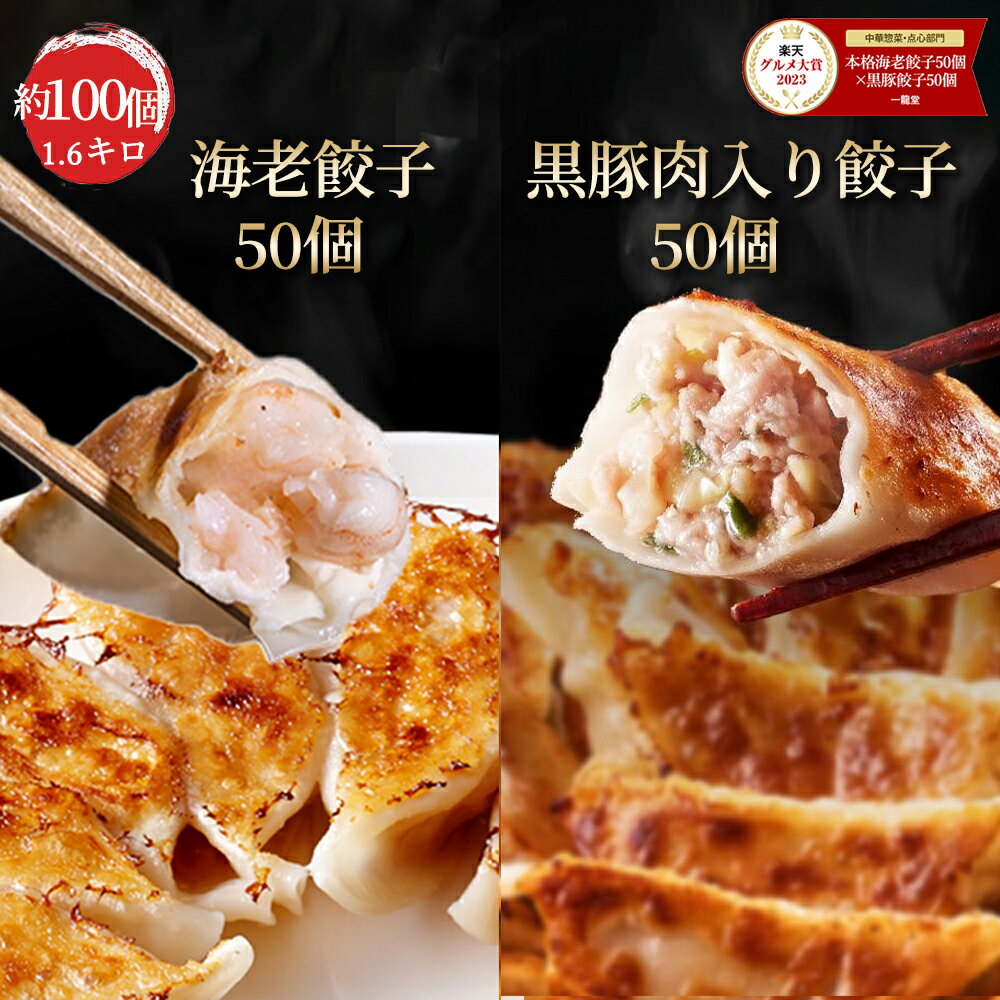 【ショップ・ザ・イヤー2024 受賞】海老餃子50個黒豚肉入り餃子50個セット 餃子 60％以上えび（具）海老 エビ 一龍堂 餃子 ぎょうざ ギョウザ ギョーザ えび餃子 海老餃子 生餃子 冷凍食品 冷凍餃子 中華惣菜 中華点心