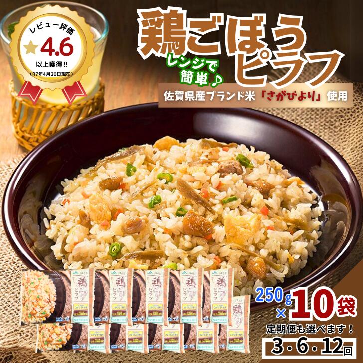 【ふるさと納税】JAさがオリジナル鶏ごぼうピラフ 250g×10袋【定期便も選択可 3～12回】：B130-060