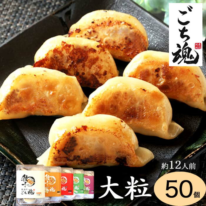 【送料無料】大粒！お肉ぎっしりごちたま餃子5種の味 食べ比べセット 50個　10個×5パック 約1750g 国産餃子 肉餃子 水餃子 冷凍餃子 お取り寄せグルメ　ギフト 国産生姜　プレーン　にんにく　紫蘇　九条ねぎ　チーズ黒コショウ　父の日