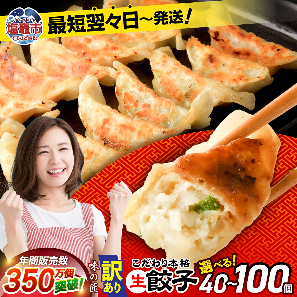 【ふるさと納税】高評価 訳あり 餃子 選べる量 (40個 50個 100個) 規格外 最短発送 冷凍 人気 こだわり 本格 生餃子 楽天限定 無添加 味の匠 不揃い 野菜餃子 冷凍餃子 ギョーザ ギョウザ おかず おつまみ 惣菜 家庭用 宮城県 塩竈市 塩釜市 楽天限定 タクミホールディングス