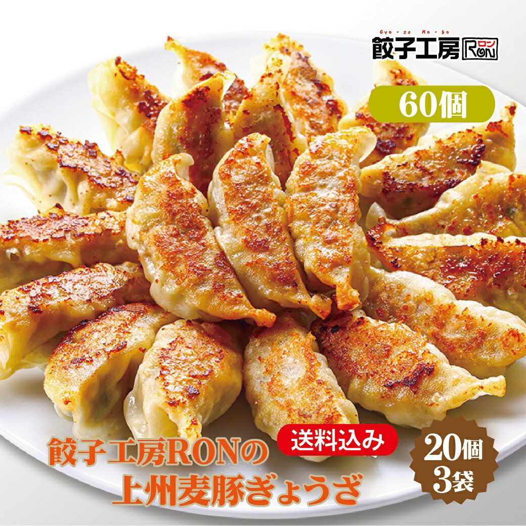 餃子工房RONの上州麦豚ぎょうざ 60個 (20個×3袋) 冷凍餃子 餃子 冷凍 冷凍食品 【上州麦豚使用】 餃子 ぎょうざ ギョーザ 肉餃子 中華 点心 取り寄せ 惣菜 グルメ ギフト 贈り物 時短 タレ無し 餃子工房 RON みまつ食品