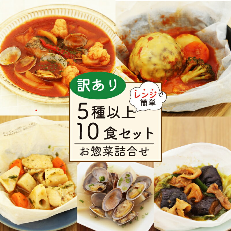 【ふるさと納税】 訳あり お惣菜 セット 5種以上 10食 セット レンチン 簡単調理 レトルト 詰合せ カンタンおかず 料理 冷凍 お弁当 おかず 洋食 和食 洋風 和風 魚介 シーフード ハンバーグ 魚 野菜 煮物 おつまみ 惣菜 時短 便利常備食 ストック 藤枝市 静岡県