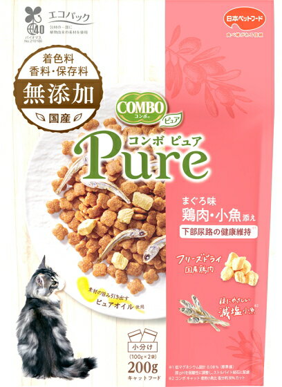 【日本ペット】コンボ　キャット　ピュア　まぐろ味・鶏肉・小魚添え　200gx12個（ケース販売）