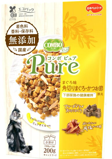 【日本ペット】コンボピュア　キャット　まぐろ味・角切りまぐろ・かつお節添え　200g