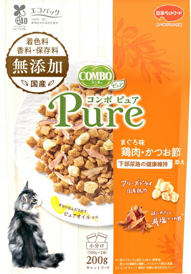 【日本ペット】コンボ　キャット　ピュア　まぐろ味・鶏肉・かつお節添え　200g