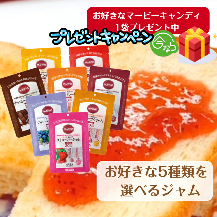 【 もれなく マービーキャンディ 1袋 プレゼント 】 ジャム 5種類 選べる 小分け 使い切り 砂糖不使用 低カロリー マービー 個包装 ダイエット 5袋 カロリーコントロール ブルーベリー つぶあん ピーナッツ チョコ いちご りんご あんず マーマレード 小袋 砂糖不使用ジャム