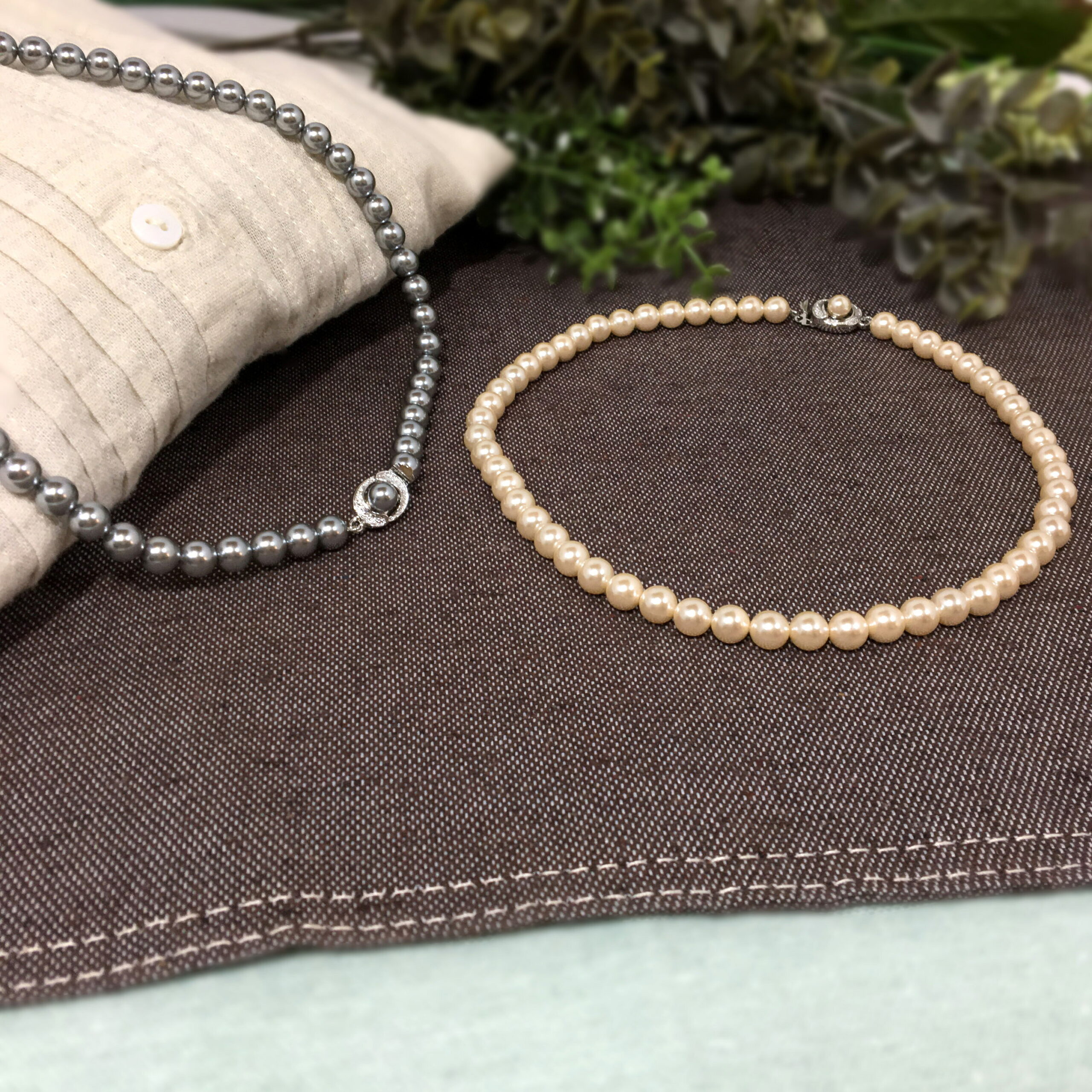 【メール便】日本製　訳あり　貝パール　ショートネックレス　2カラー／パールサイズ：7mm　38cm【パールジャム】　パールネックレス　フォーマル　結婚式　2次会　パーティー　入学　卒業　女子会