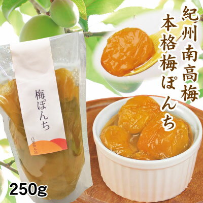 送料無料 紀州南高梅 みなべ産 梅ぽんち 250g 簡易包装 南高 梅 の コンポート 自家梅園産 和歌山 みなべ 添加物不使用 ゆうパケット便 同梱・日時指定不可