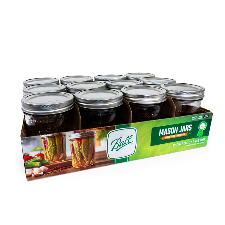 ボールメイソンジャー ワイドマウス 480ml 12個入 / Ball Mason Jar Wide Mouth 16oz 12pc