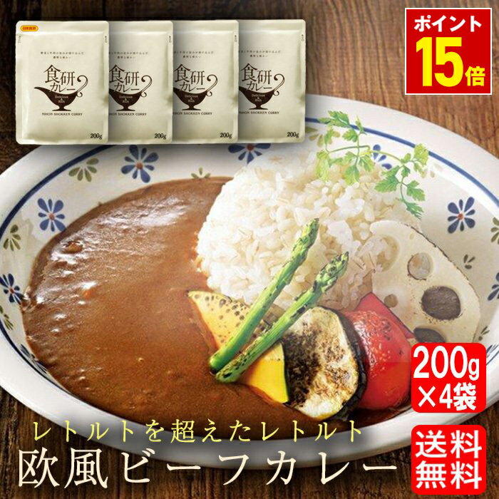 P【ポイント15倍】 レトルトカレー 欧風 ビーフカレー 日本食研 カレー レトルト 200g×4袋 1000円 ポッキリ 送料無料 ポイント10倍 +5倍 食品 ポイント消化 千円ぽっきり 在宅 買置き メール便 ギフト 2026 2605k