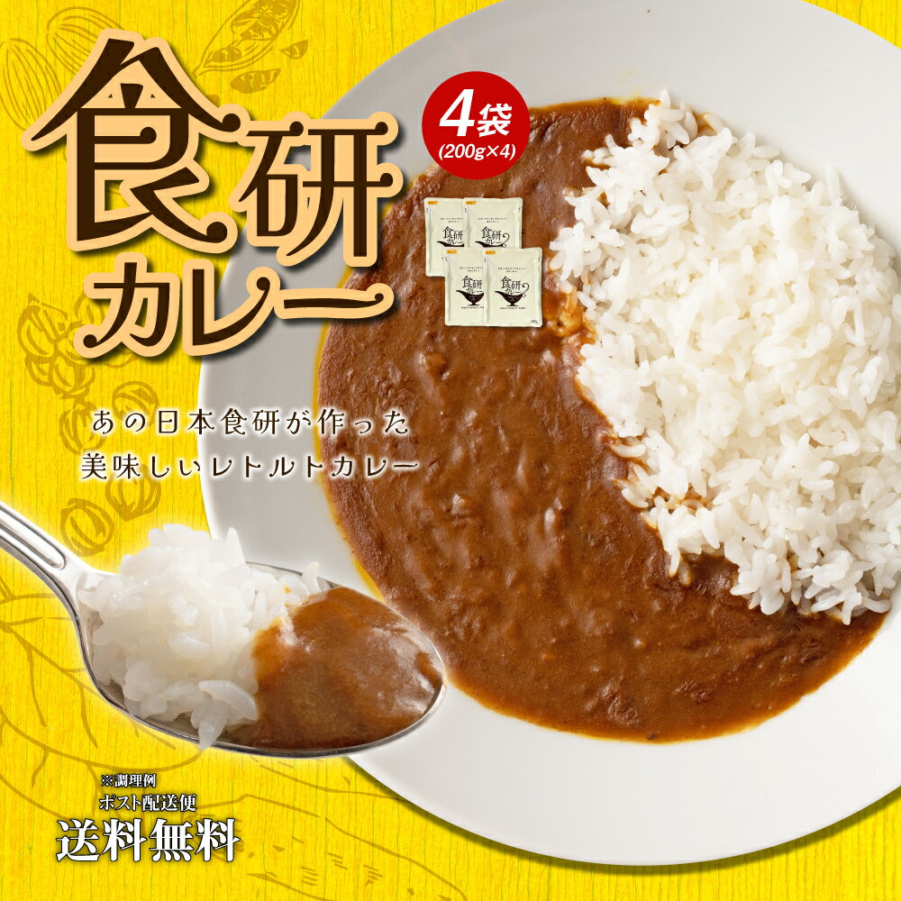 1000円ポッキリ 送料無料 食研カレー 4食(200g×4)　日本食研　中辛 レトルトカレー ポイント消化 送料無 食品 お試し ポイント消費 グルメ 非常食 保存食 防災食 長期保存 仕送り 非常用 防災 備蓄 フード 洋食 簡単
